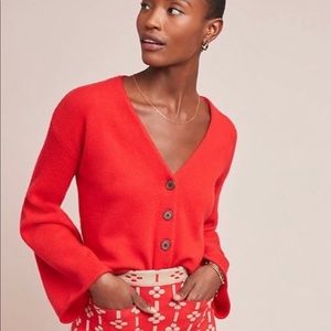 Anthropologie Moth Merino Wool Bell Sleeve Sweater